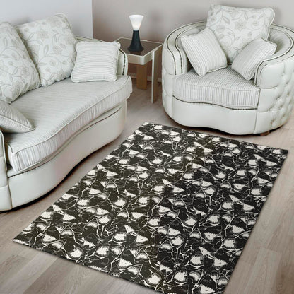 Grey And White Shark Pattern Print Area Rug