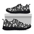 Grey And White Shark Pattern Print Black Running Shoes