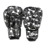 Grey And White Shark Pattern Print Boxing Gloves