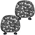 Grey And White Shark Pattern Print Car Headrest Covers