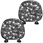 Grey And White Shark Pattern Print Car Headrest Covers