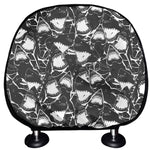 Grey And White Shark Pattern Print Car Headrest Covers