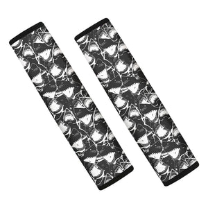 Grey And White Shark Pattern Print Car Seat Belt Covers