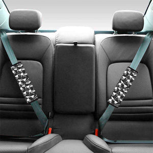 Grey And White Shark Pattern Print Car Seat Belt Covers