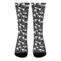 Grey And White Shark Pattern Print Crew Socks