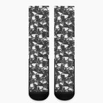 Grey And White Shark Pattern Print Crew Socks