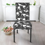 Grey And White Shark Pattern Print Dining Chair Slipcover