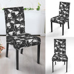 Grey And White Shark Pattern Print Dining Chair Slipcover