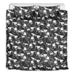Grey And White Shark Pattern Print Duvet Cover Bedding Set