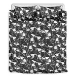 Grey And White Shark Pattern Print Duvet Cover Bedding Set