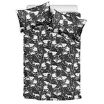 Grey And White Shark Pattern Print Duvet Cover Bedding Set