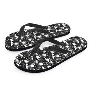 Grey And White Shark Pattern Print Flip Flops