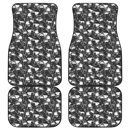 Grey And White Shark Pattern Print Front and Back Car Floor Mats