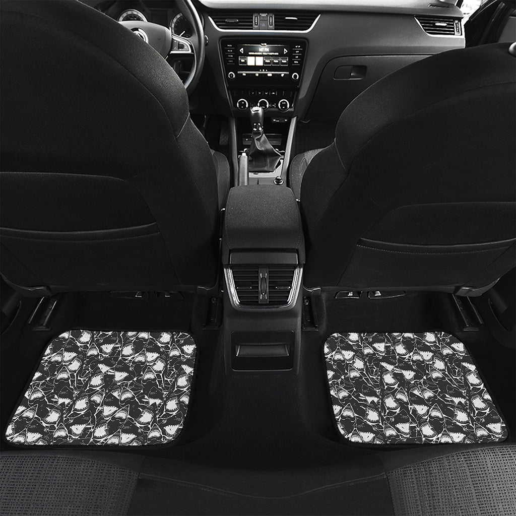 Grey And White Shark Pattern Print Front and Back Car Floor Mats