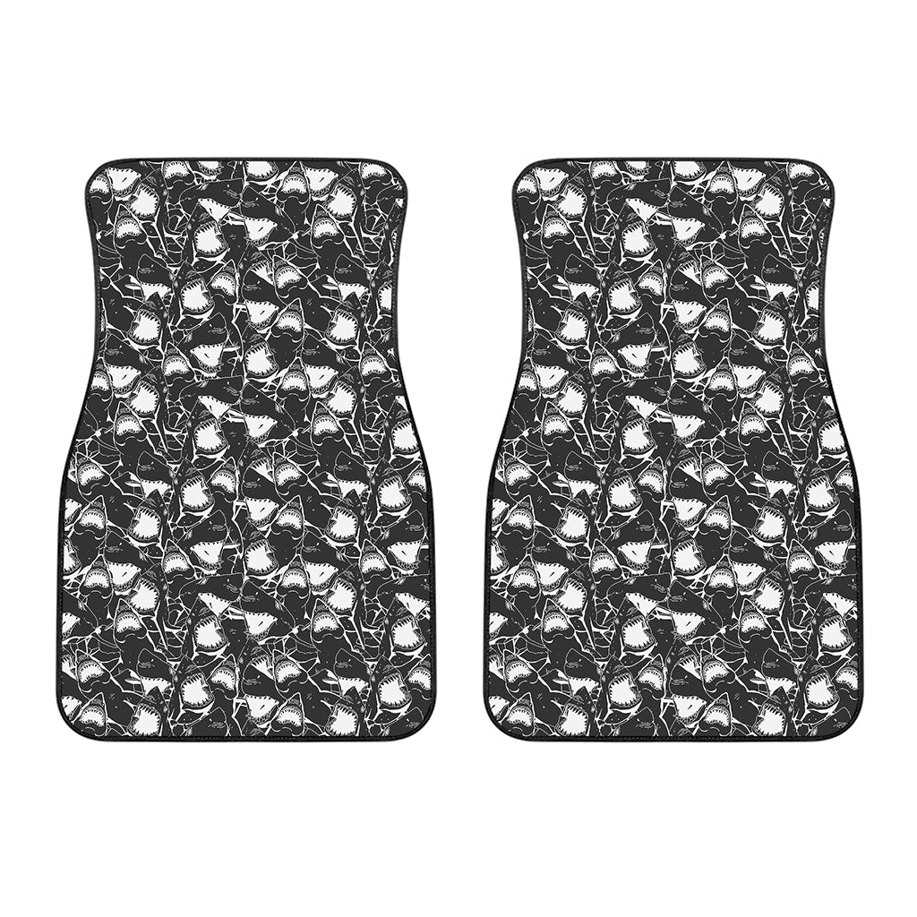 Grey And White Shark Pattern Print Front Car Floor Mats