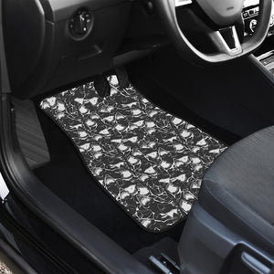 Grey And White Shark Pattern Print Front Car Floor Mats