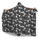 Grey And White Shark Pattern Print Hooded Blanket