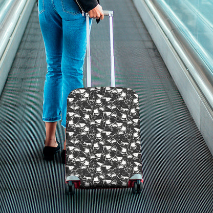 Grey And White Shark Pattern Print Luggage Cover
