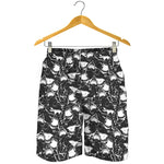 Grey And White Shark Pattern Print Men's Shorts