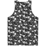 Grey And White Shark Pattern Print Men's Tank Top