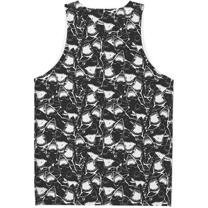 Grey And White Shark Pattern Print Men's Tank Top