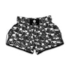 Grey And White Shark Pattern Print Muay Thai Boxing Shorts