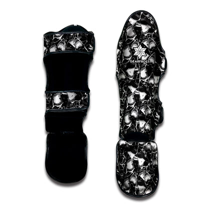 Grey And White Shark Pattern Print Muay Thai Shin Guard