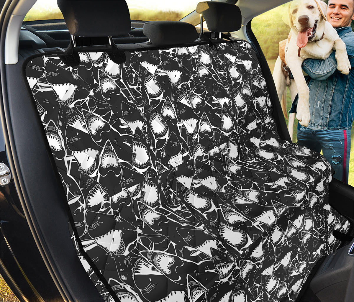 Grey And White Shark Pattern Print Pet Car Back Seat Cover