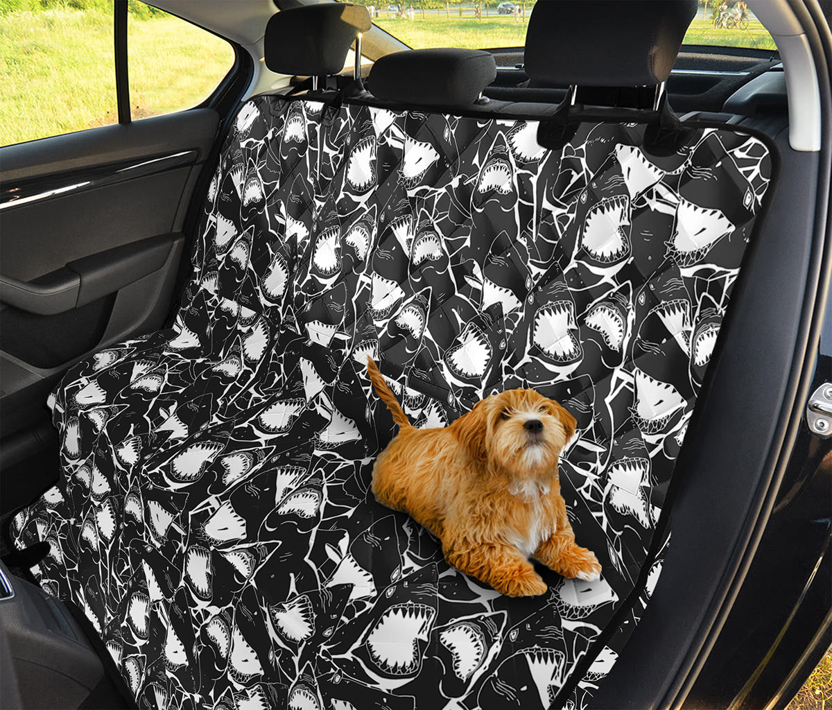 Grey And White Shark Pattern Print Pet Car Back Seat Cover