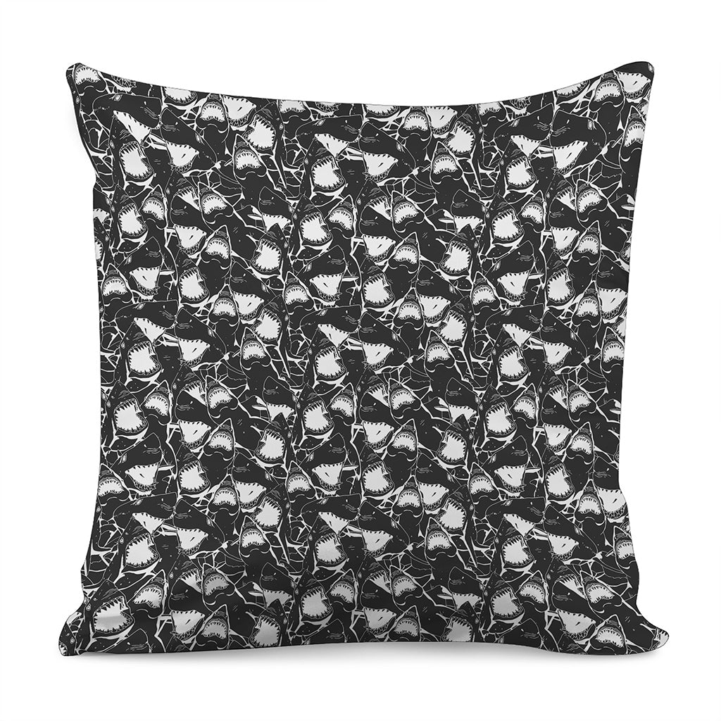 Grey And White Shark Pattern Print Pillow Cover