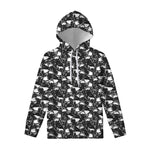 Grey And White Shark Pattern Print Pullover Hoodie