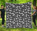 Grey And White Shark Pattern Print Quilt