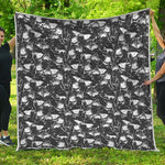 Grey And White Shark Pattern Print Quilt