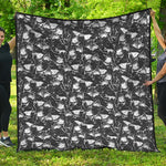 Grey And White Shark Pattern Print Quilt