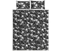 Grey And White Shark Pattern Print Quilt Bed Set