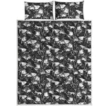 Grey And White Shark Pattern Print Quilt Bed Set