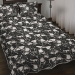 Grey And White Shark Pattern Print Quilt Bed Set