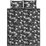 Grey And White Shark Pattern Print Quilt Bed Set