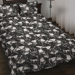 Grey And White Shark Pattern Print Quilt Bed Set