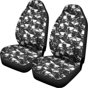 Grey And White Shark Pattern Print Universal Fit Car Seat Covers