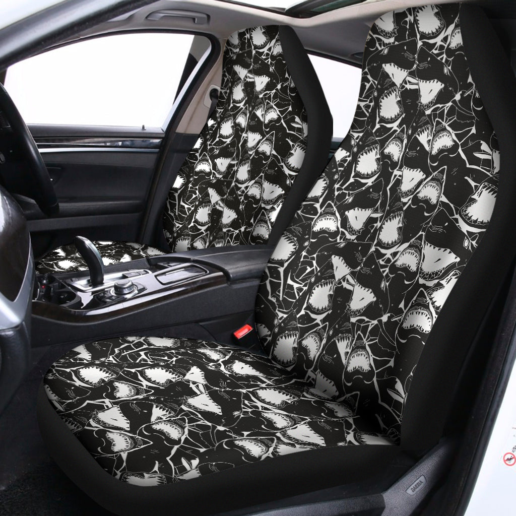 Grey And White Shark Pattern Print Universal Fit Car Seat Covers