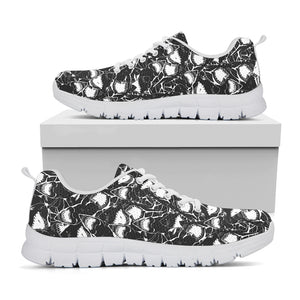 Grey And White Shark Pattern Print White Sneakers