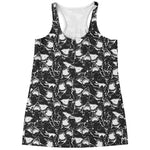 Grey And White Shark Pattern Print Women's Racerback Tank Top