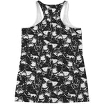 Grey And White Shark Pattern Print Women's Racerback Tank Top