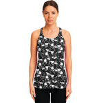 Grey And White Shark Pattern Print Women's Racerback Tank Top