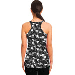 Grey And White Shark Pattern Print Women's Racerback Tank Top