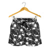 Grey And White Shark Pattern Print Women's Shorts