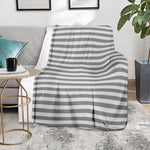 Grey And White Striped Pattern Print Blanket