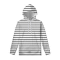 Grey And White Striped Pattern Print Pullover Hoodie