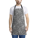 Grey And White Totem Pattern Print Apron